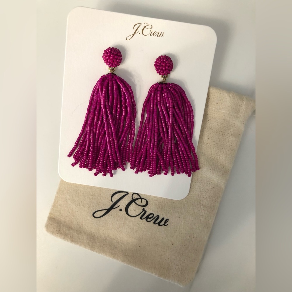 J Crew Beaded Tassel Earrings NWT